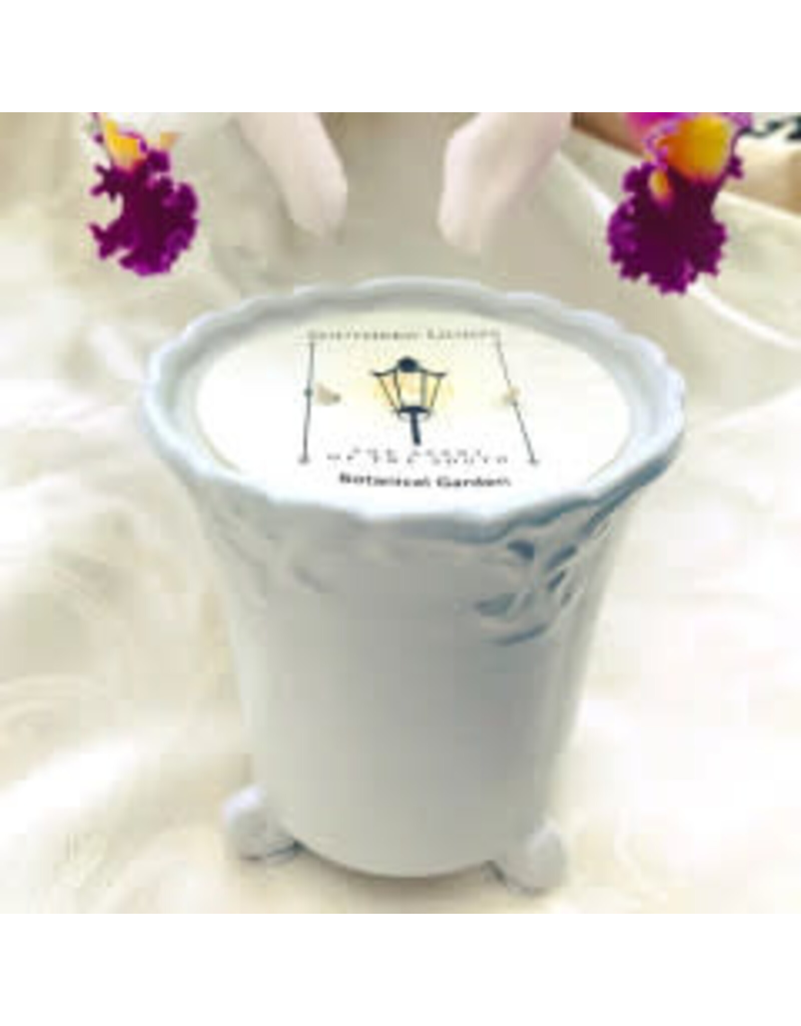 Southern Lights Candle Bananas Foster White Scroll Footed Candle