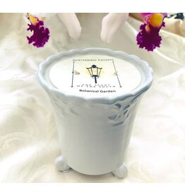 Southern Lights Candle Garden District White Scroll Footed Candle