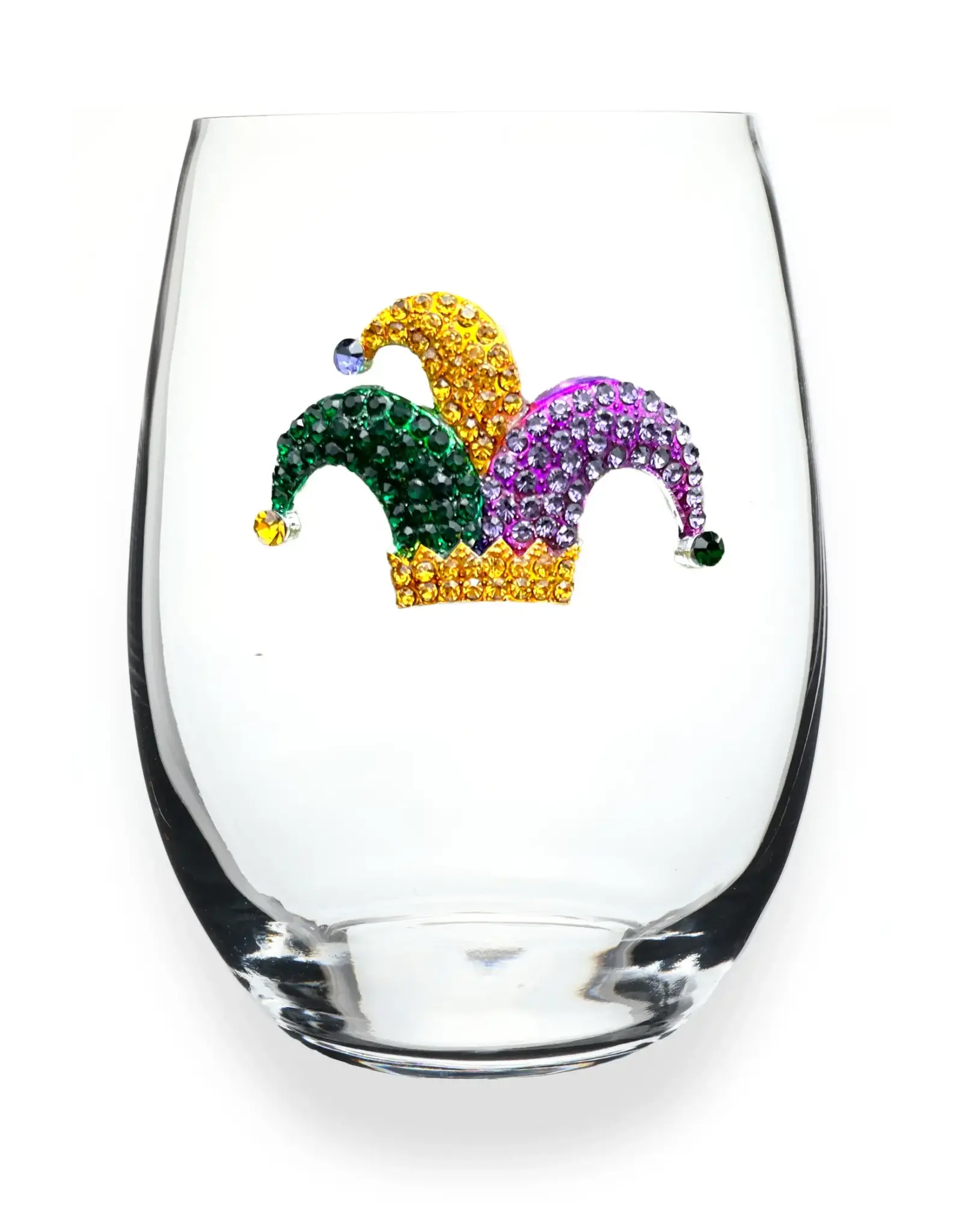 The Queen's Jewels Mardi Gras Jester Hat Stemless Wine Glass