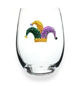 The Queen's Jewels Mardi Gras Jester Hat Stemless Wine Glass