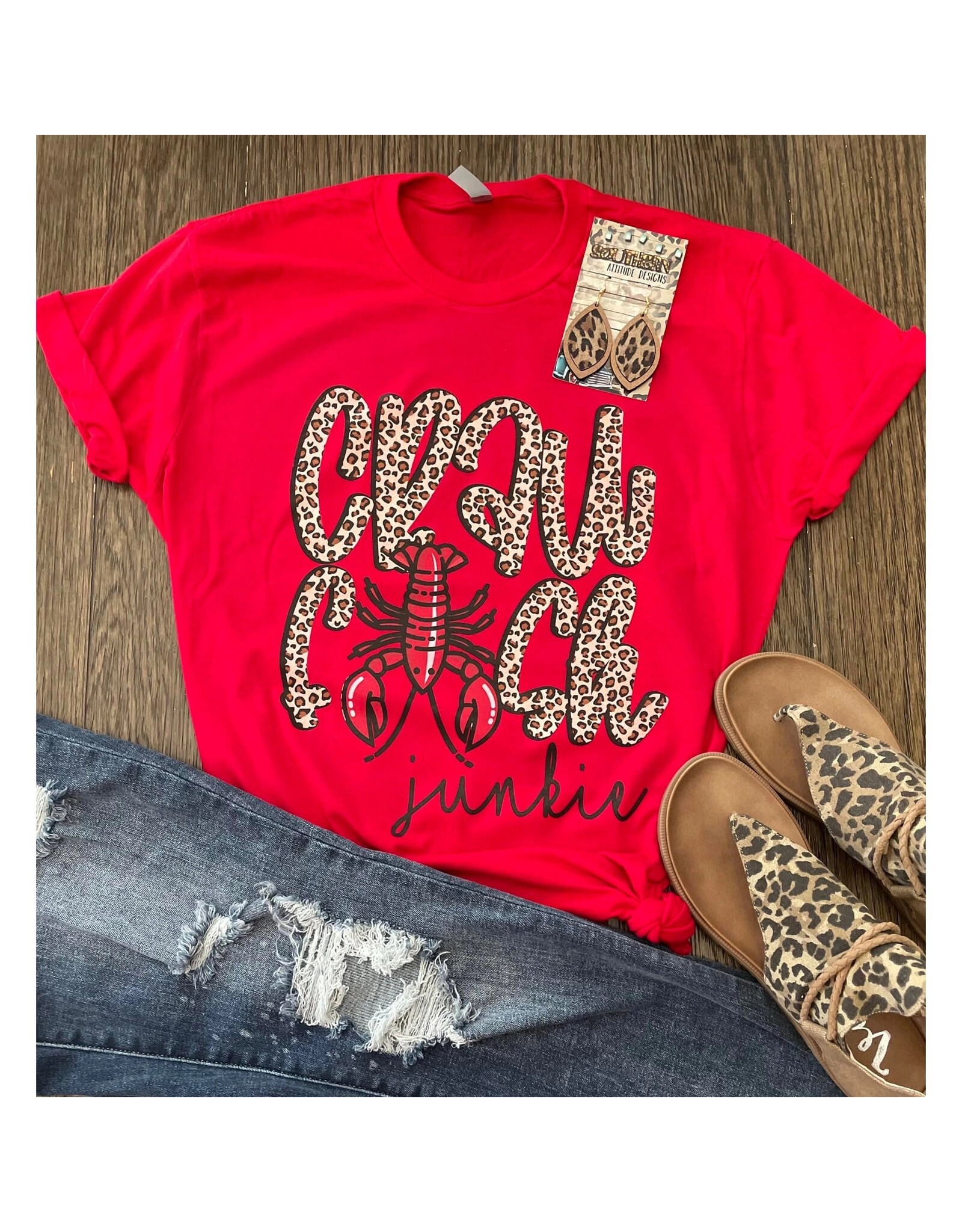 Southern Attitude Designs Crawfish Junkie T-shirt - Small