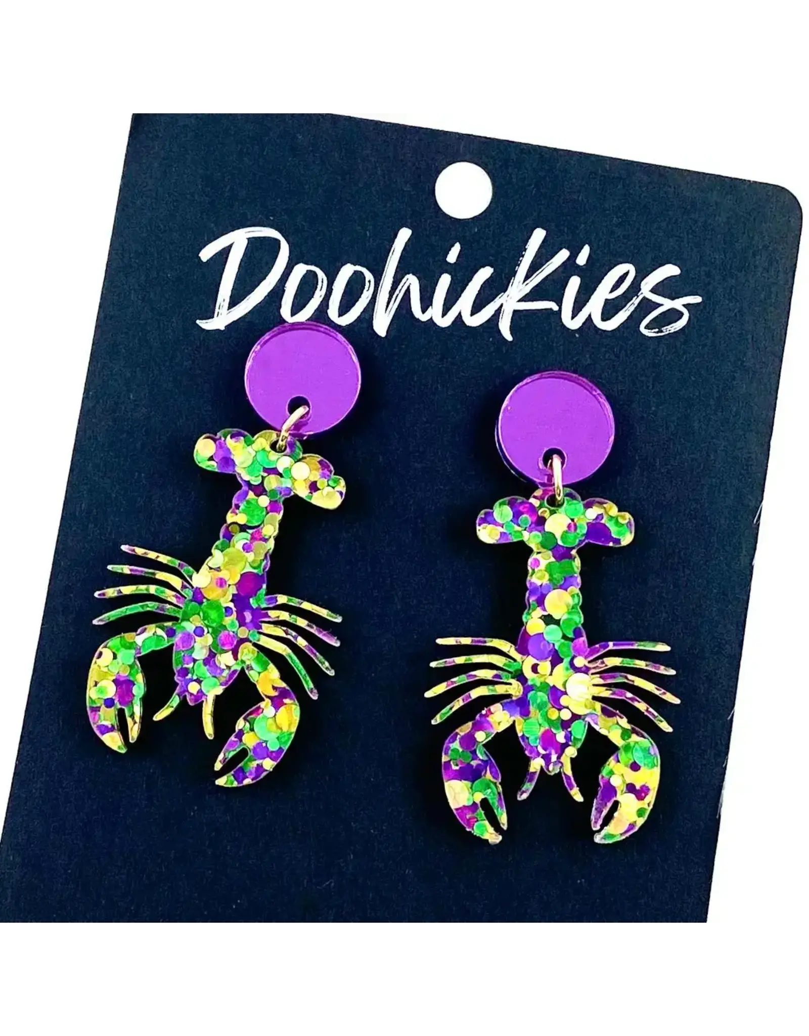 Doohickies/So. Charm Trade Mardi Gras Crawfish Dangle Earrings