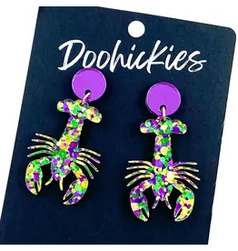 Doohickies/So. Charm Trade Mardi Gras Crawfish Dangle Earrings