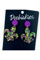 Doohickies/So. Charm Trade Mardi Gras Fleur de Lis Dangle Earrings