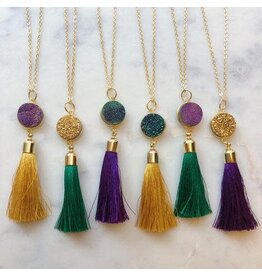 Laalee Designs LLC Mardi Gras Druzy Necklace (green/gold)