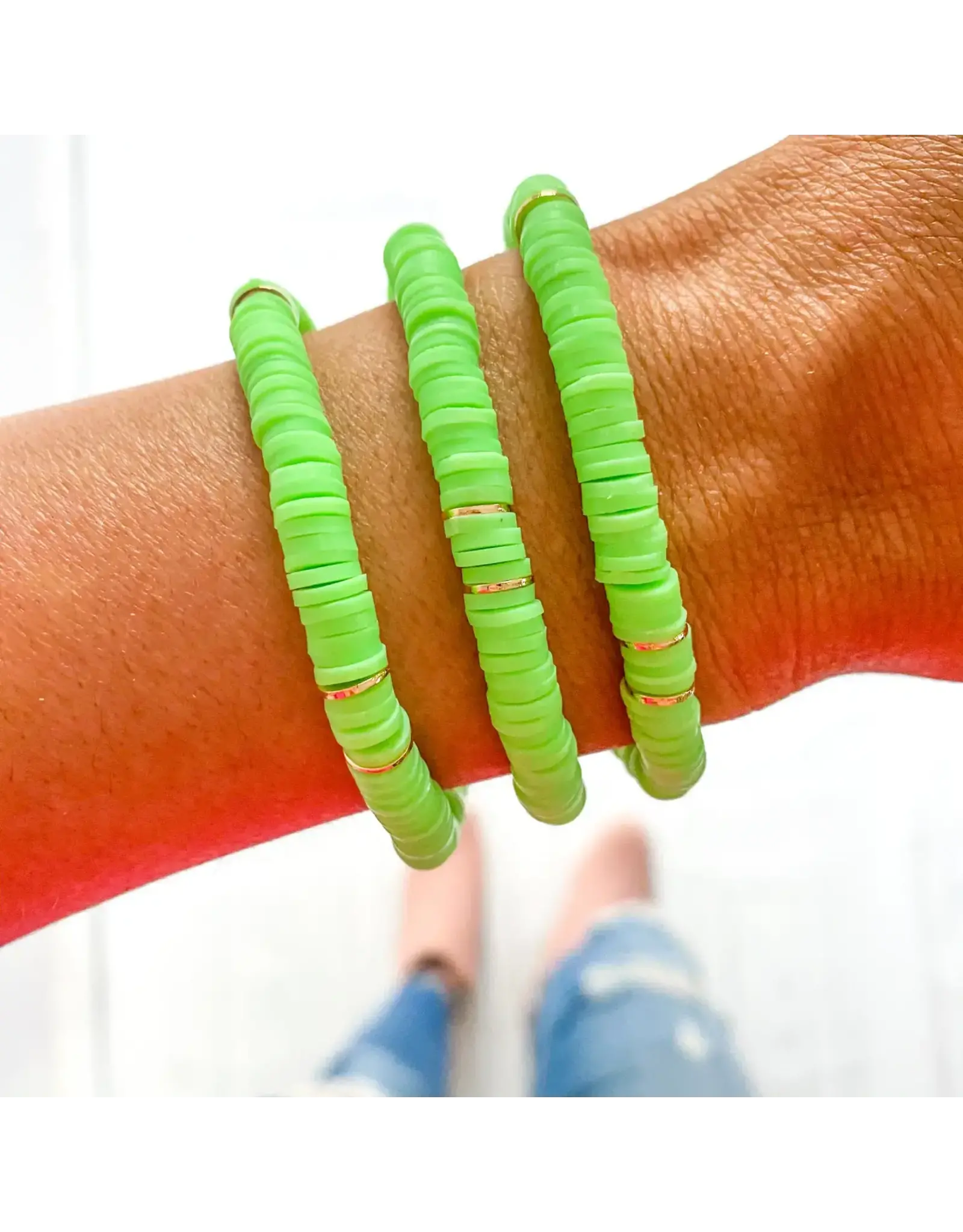 Savvy Bling/Faire Neon Green Heishi Bracelet