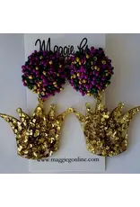 Maggie G/Faire Gold Crown Mardi Gras Earrings