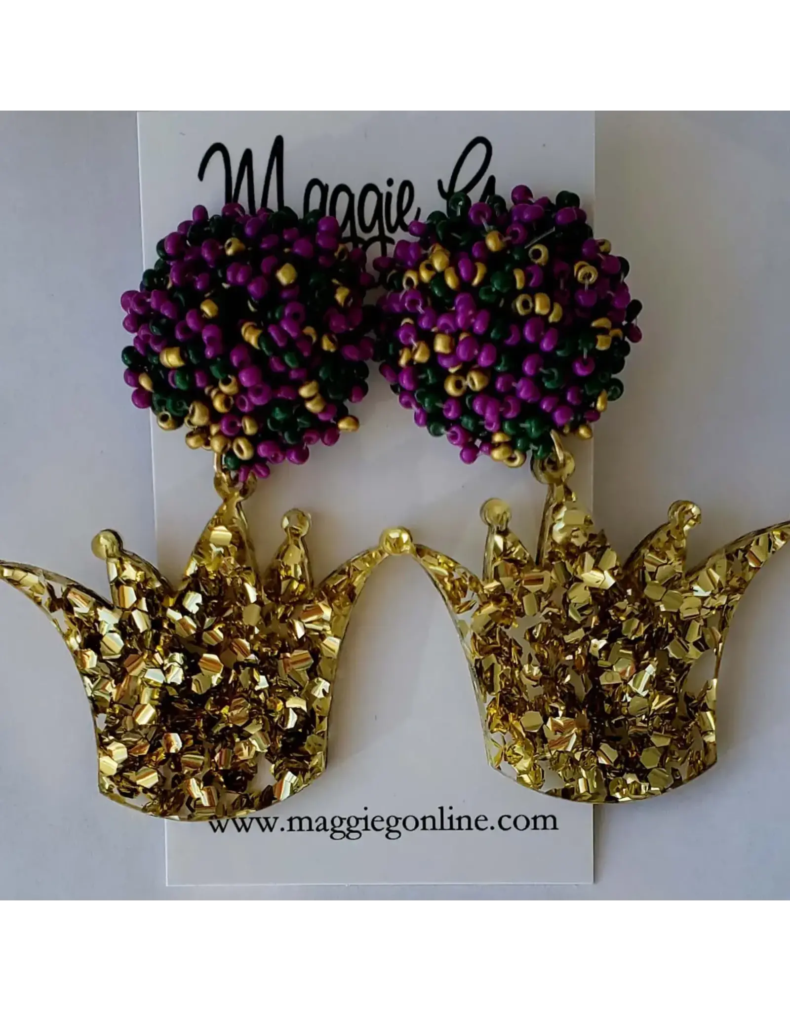 Maggie G/Faire Gold Crown Mardi Gras Earrings