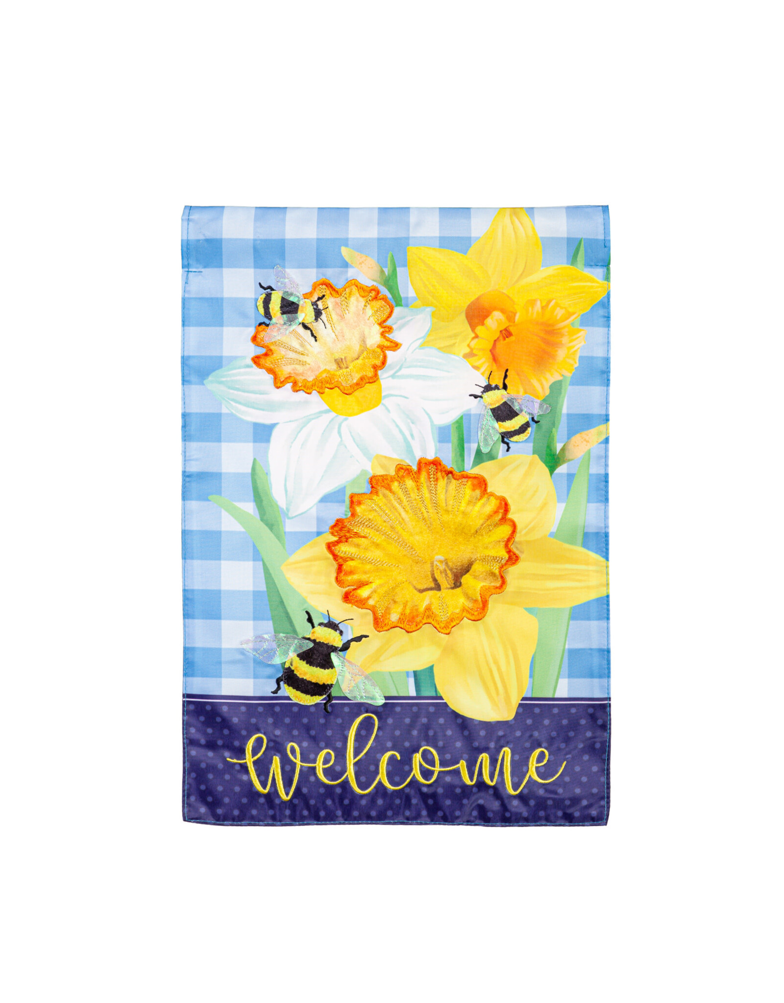 Evergreen Enterprises Daffodils & Bees Applique Garden Flag