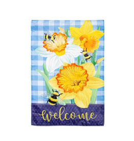 Evergreen Enterprises Daffodils & Bees Applique Garden Flag