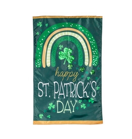 Evergreen Enterprises Rainbow and Shamrocks Applique Garden Flag