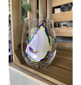 Emily Frankie Designs Mardi Gras Oyster Stemless Wine Glass