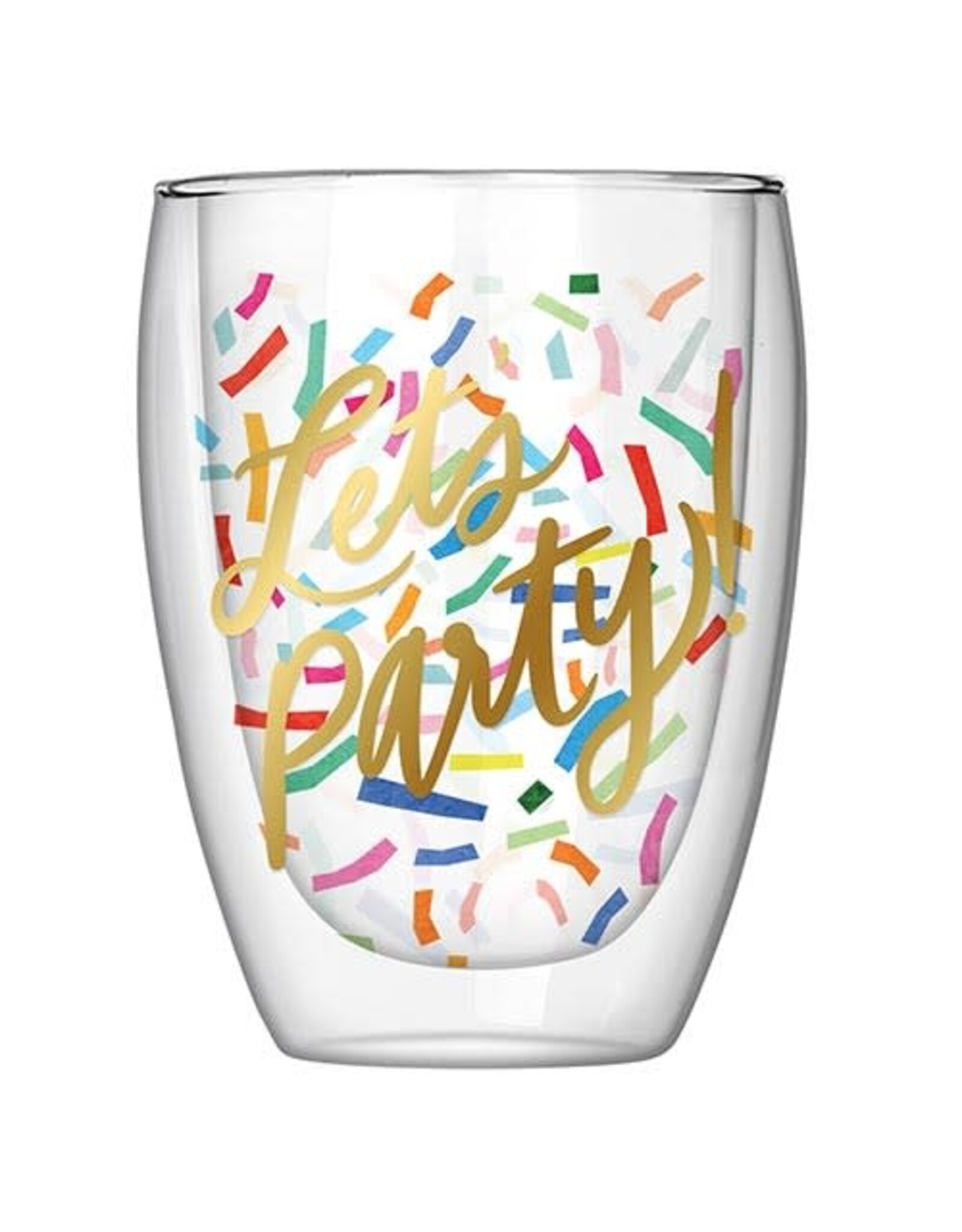 Slant Lets Party Confetti Stemless Wine Glass