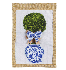 Evergreen Enterprises Chinoiserie Topiary Burlap Flag