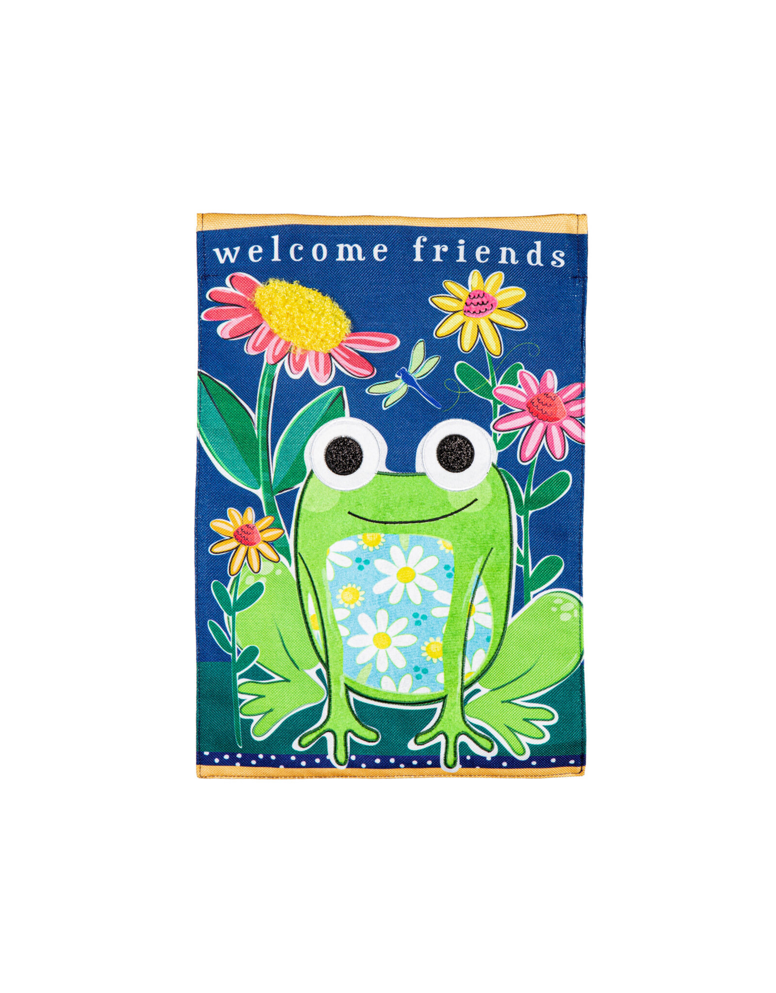 Evergreen Enterprises Welcome Friends Frog Burlap Garden Flag