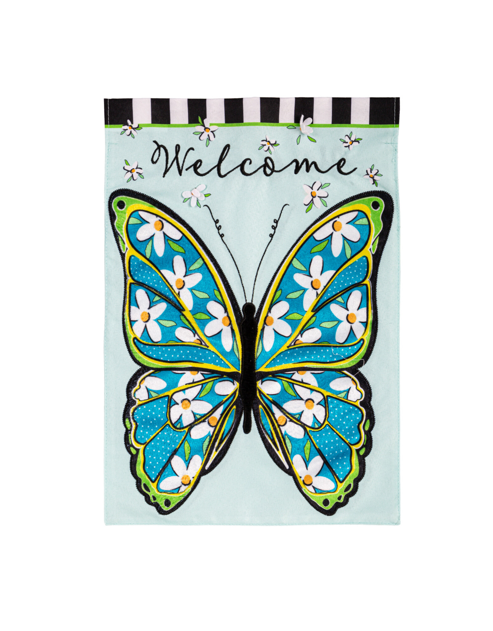Evergreen Enterprises Floral Butterfly Welcome Linen Garden Flag