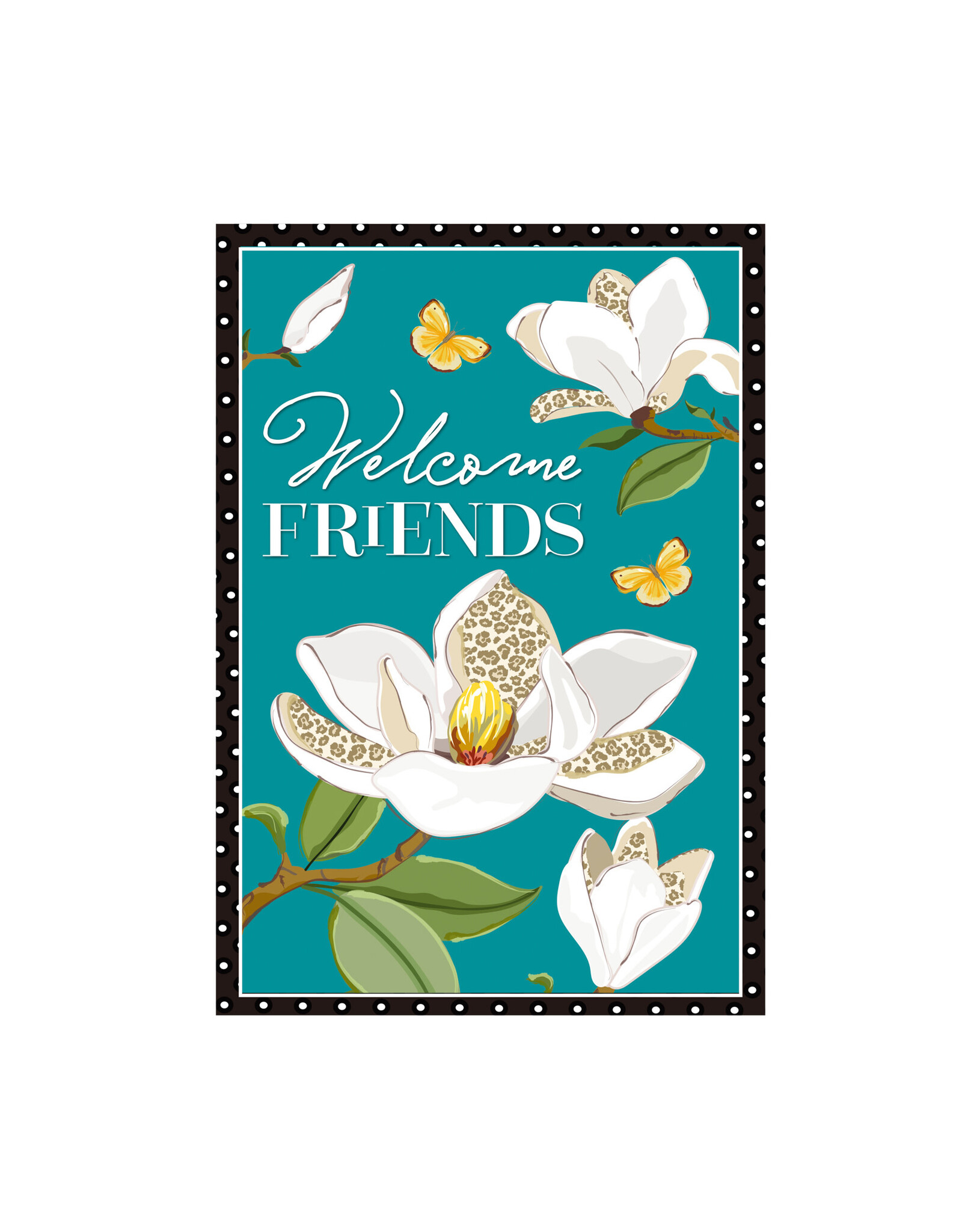 Evergreen Enterprises Leopard Magnolia Welcome Linen Garden Flag