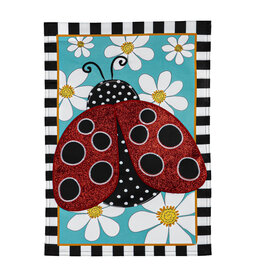 Evergreen Enterprises Ladybug with Daisies Garden Applique Flag