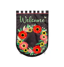 Evergreen Enterprises Welcome Wreath Applique Garden Flag