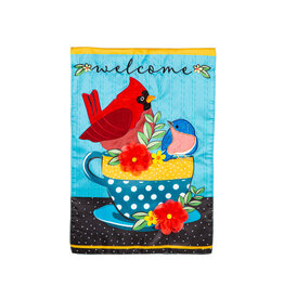 Evergreen Enterprises Songbirds Welcome Applique Garden Flag