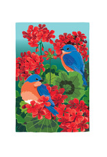 Evergreen Enterprises Bluebird in Red Geraniums Applique Garden Flag