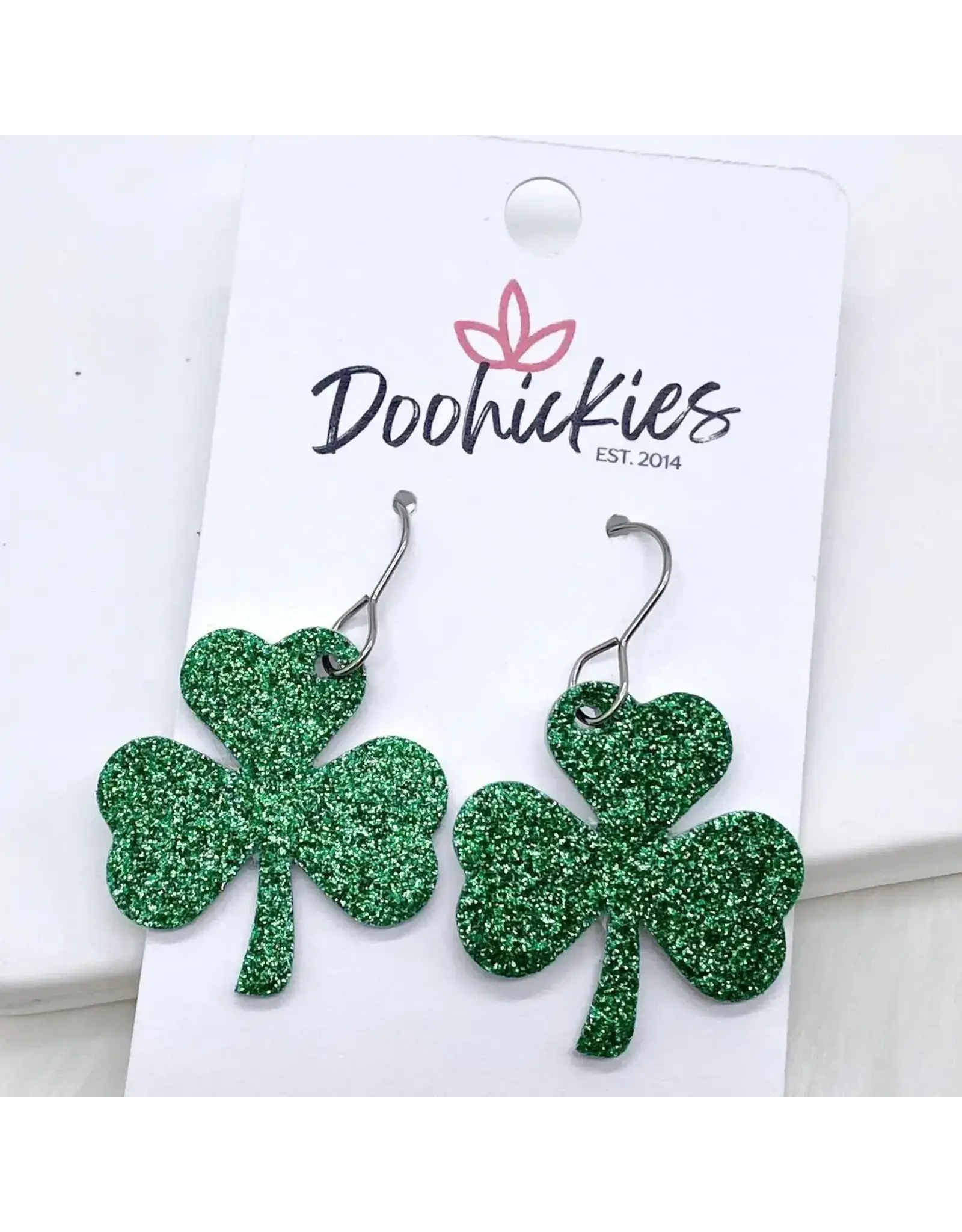 Doohickies/So. Charm Trade Glittery Green Shamrock Earrings