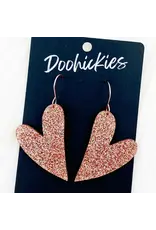 Doohickies/So. Charm Trade Rose Gold Glitter Leaning Hearts Acrylic Earrings