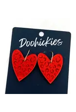 Doohickies/So. Charm Trade Leopard Mirror Hearts Earrings - Red