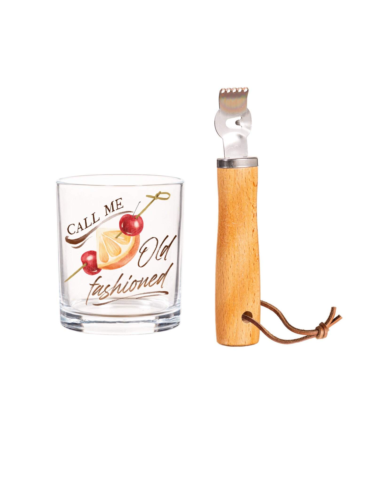 Evergreen Enterprises Citrus Call Me Old Fashioned Whiskey Glass and Zester