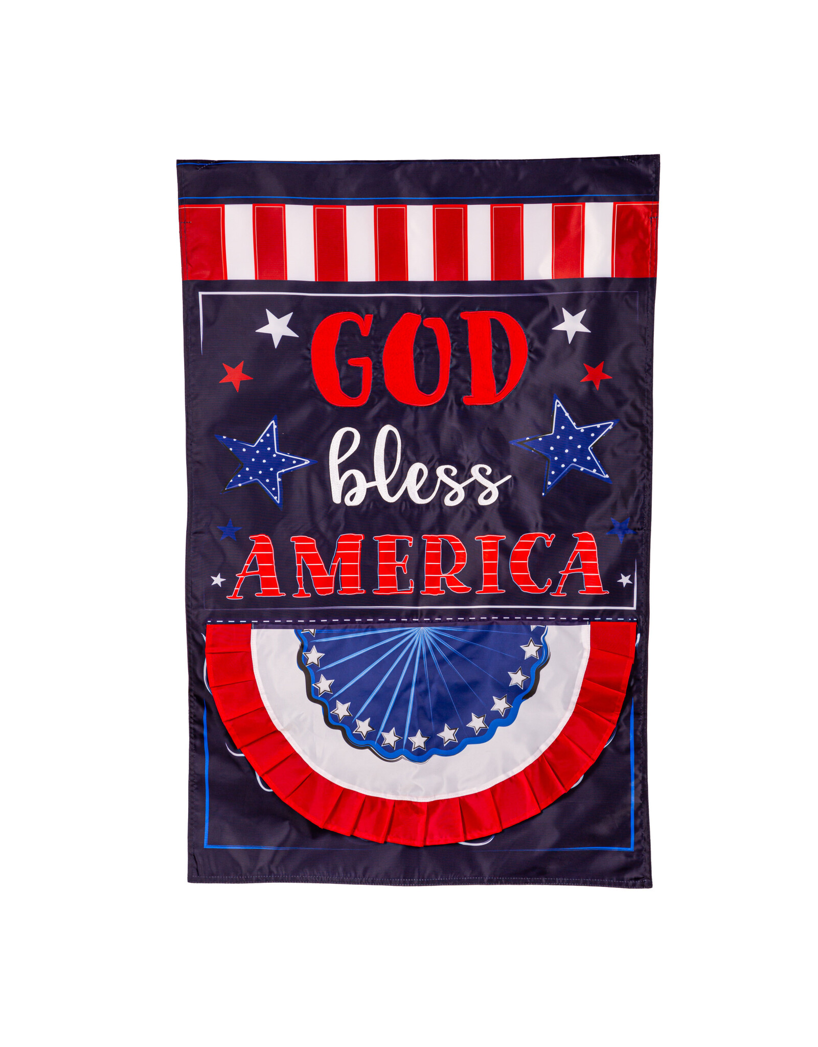 Evergreen Enterprises Patriotic God Bless America Applique House Flag