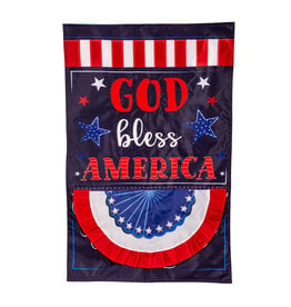 Evergreen Enterprises Patriotic God Bless America Applique House Flag