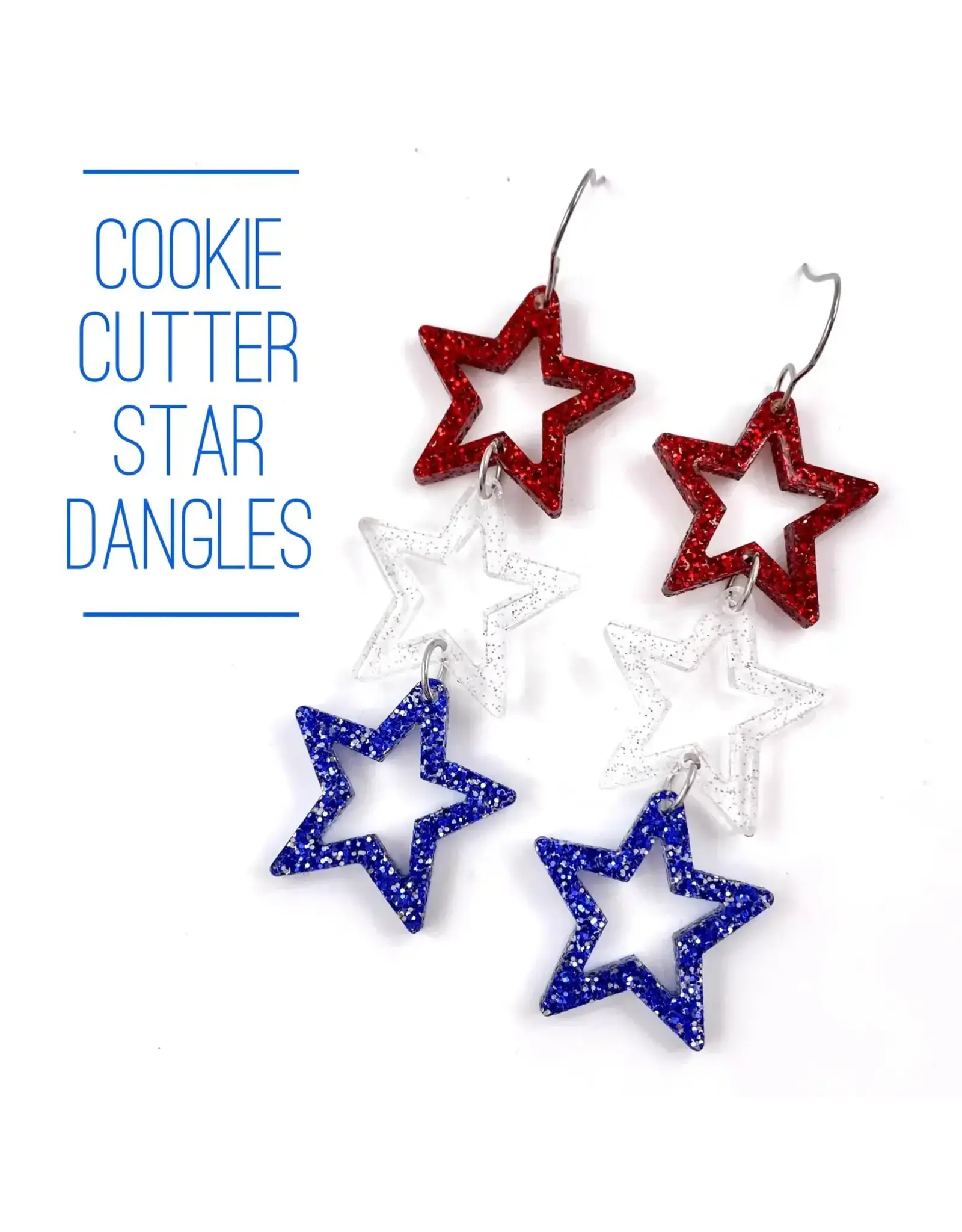 Doohickies/So. Charm Trade Cookie Cutter American Star Drops Earrings