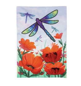 Evergreen Enterprises Dragonfly and Poppy Linen Garden Flag