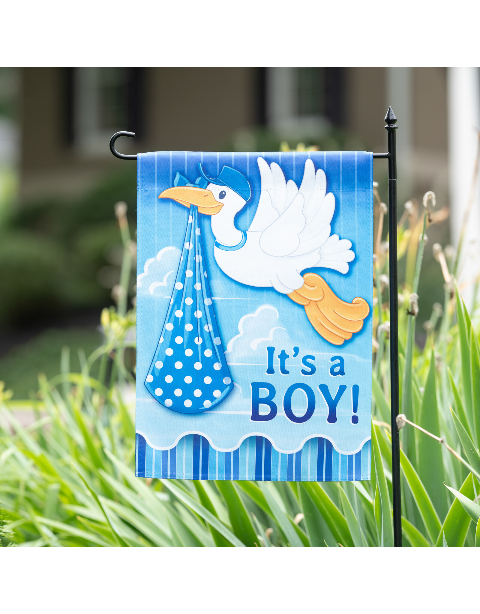 Evergreen Enterprises Stork with Special Delivery Suede Garden Flag, Boy