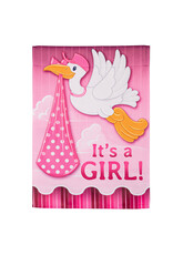 Evergreen Enterprises Stork with Special Delivery Suede Garden Flag, Girl Evergreen Enterprises Stork with Special Delivery Suede Garden Flag, Girl