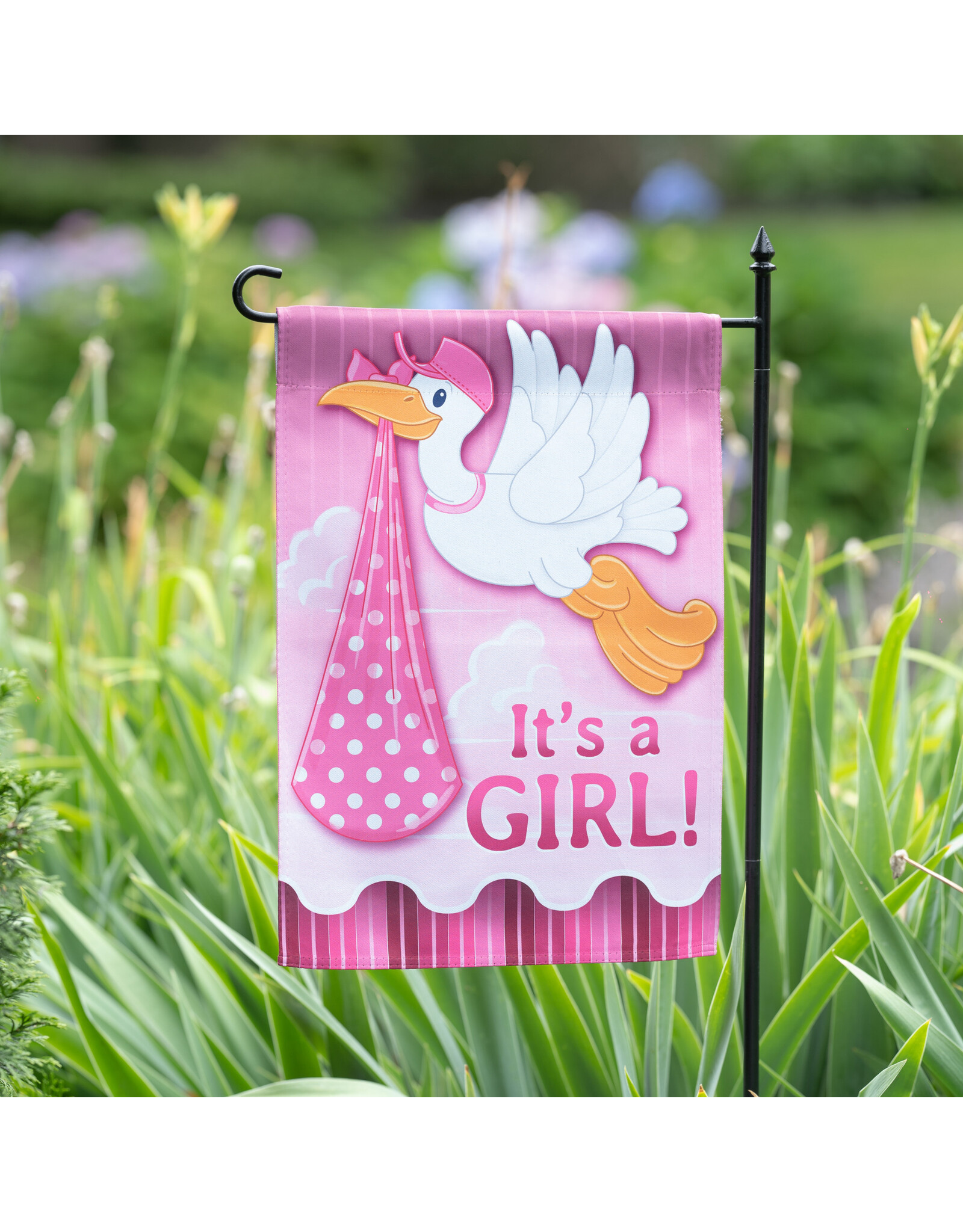 Evergreen Enterprises Stork with Special Delivery Suede Garden Flag, Girl
