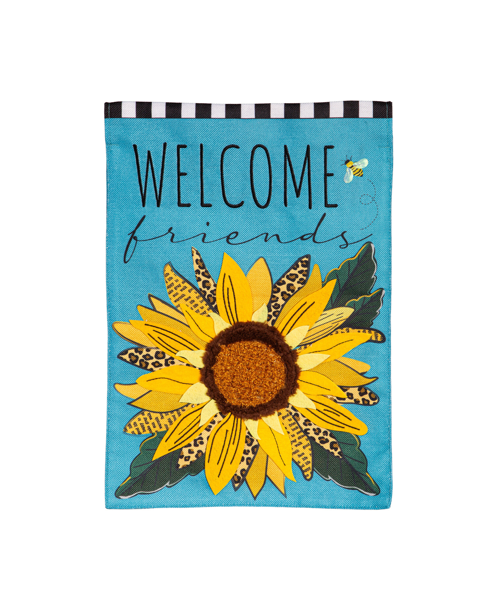 Evergreen Enterprises Welcome Friends Leopard Sunflower Burlap Garden Flag