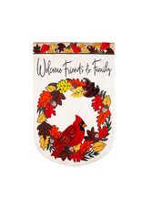 Evergreen Enterprises Welcome Friends & Family Cardinal Applique Garden Flag Evergreen Enterprises Welcome Friends & Family Cardinal Applique Garden Flag