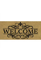 Evergreen Enterprises Welcome Ornate Swirl Flocked Coir Sassafras Switch Mat