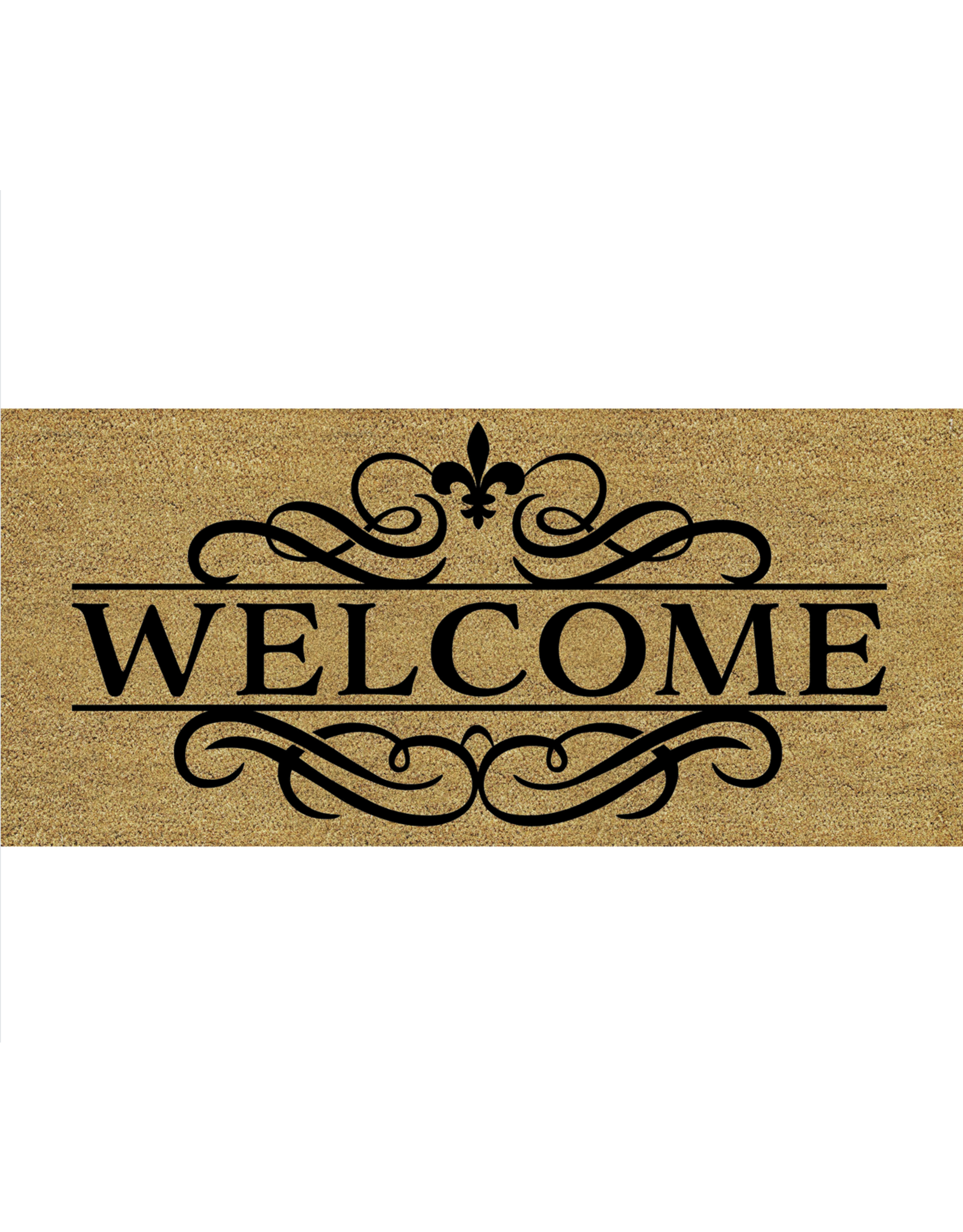 Evergreen Enterprises Welcome Ornate Swirl Flocked Coir Sassafras Switch Mat