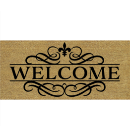 Evergreen Enterprises Welcome Ornate Swirl Flocked Coir Sassafras Switch Mat