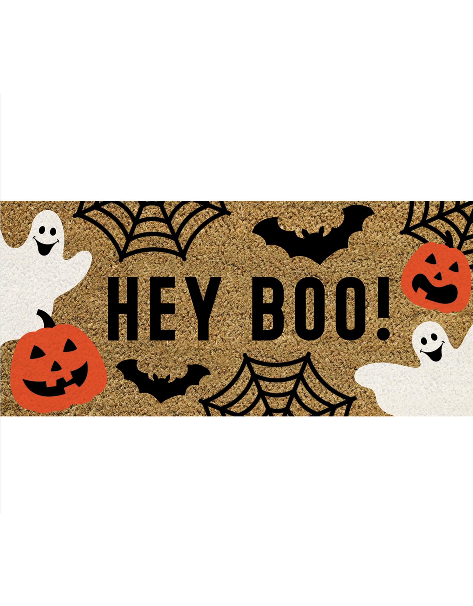 Evergreen Enterprises Hey Boo Halloween Flocked Coir Sassafras Switch Mat