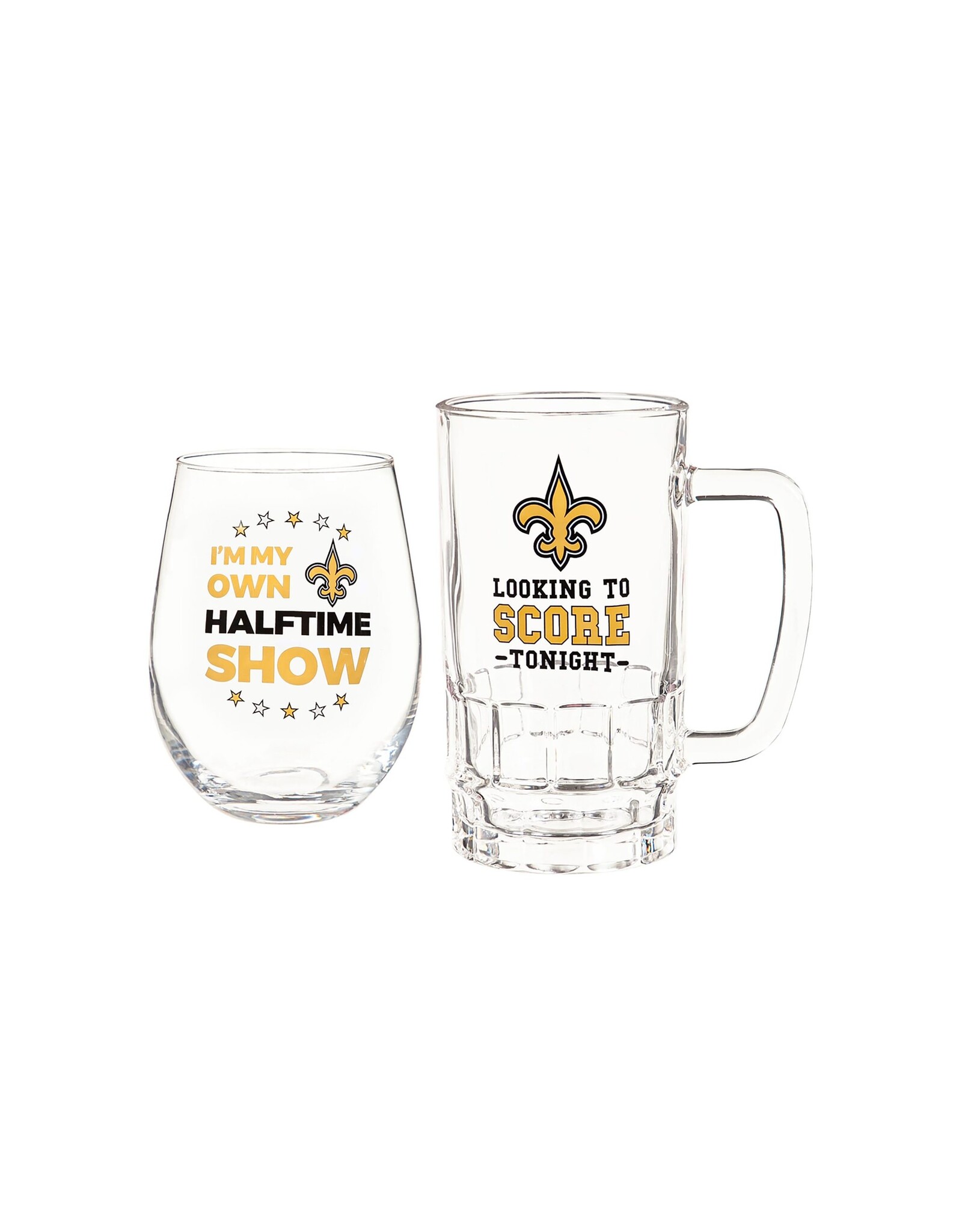 Evergreen Enterprises New Orleans Saints, Stemless 17OZ Wine & Beer 16 OZ Gift Set