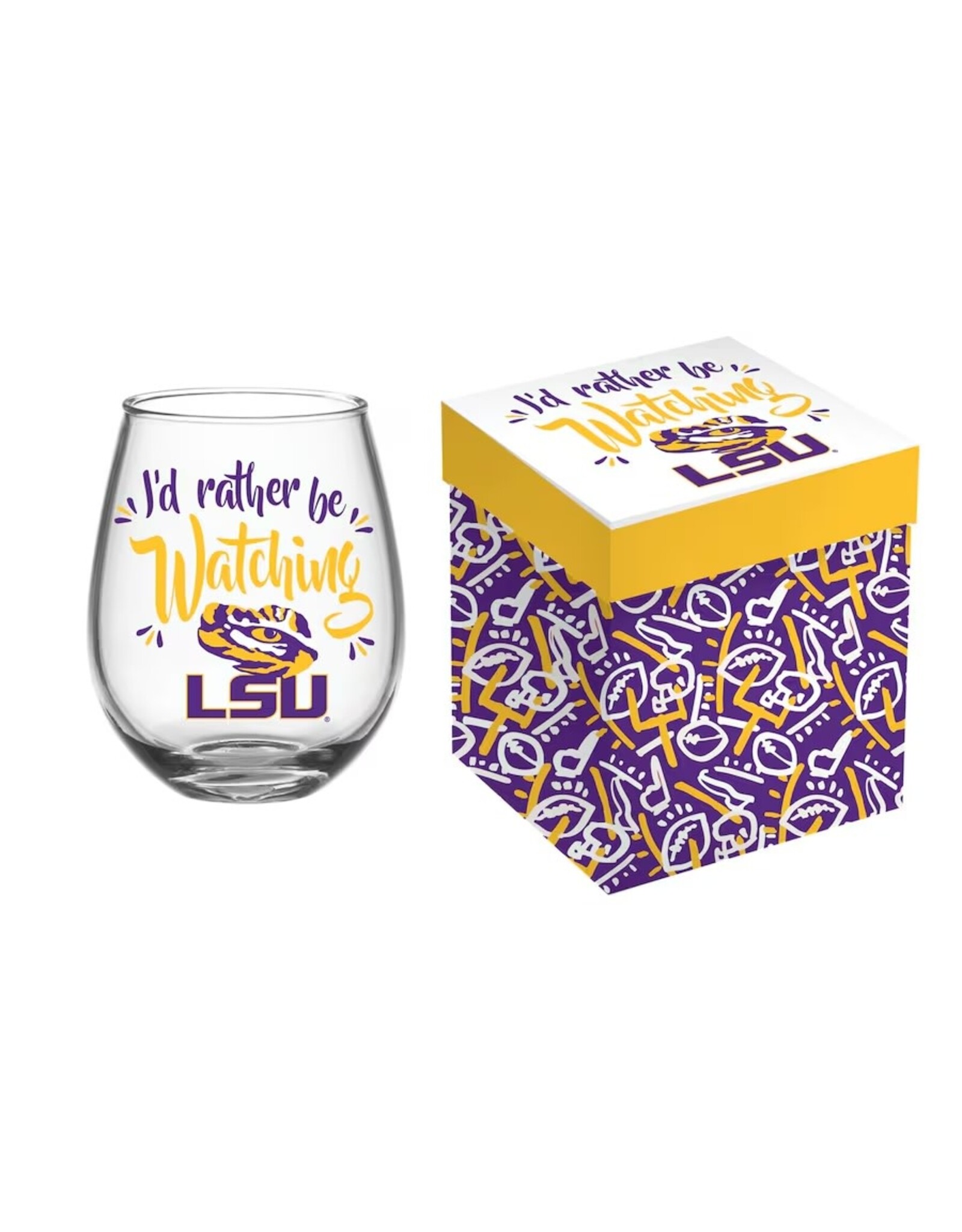 Evergreen Enterprises Louisiana State University, 17oz Boxed Stemless Glass