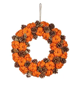Evergreen Enterprises Paper Rope Pinecone Pumpkin Wreath
