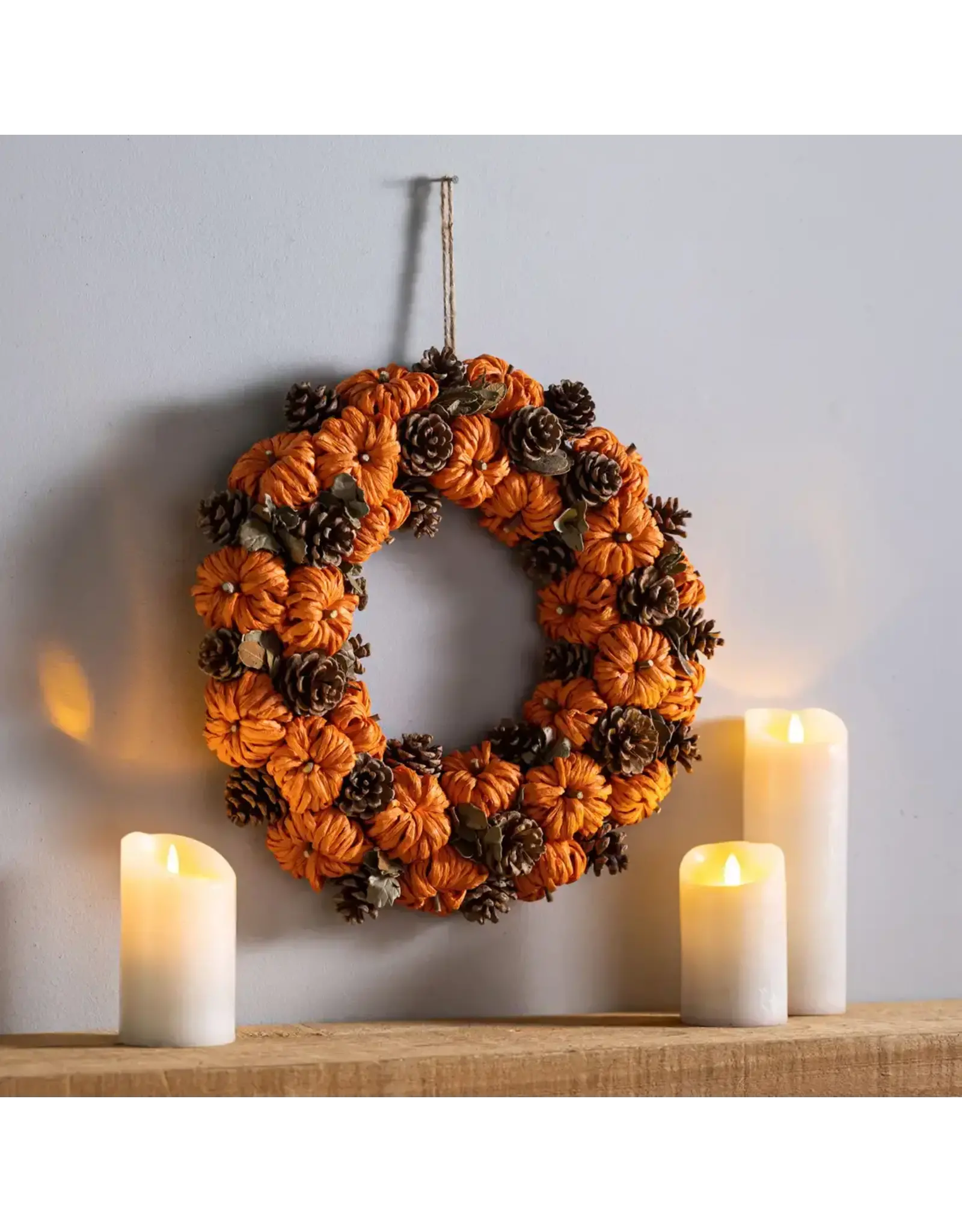 Evergreen Enterprises Paper Rope Pinecone Pumpkin Wreath