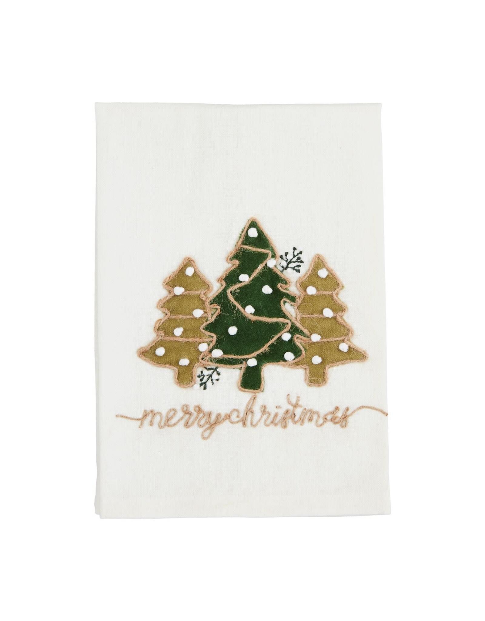 Mud Pie Christmas Wreath Applique Towel