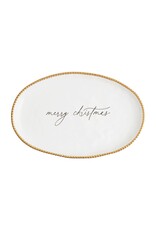 Mud Pie Merry Christmas Gold Beaded Platter