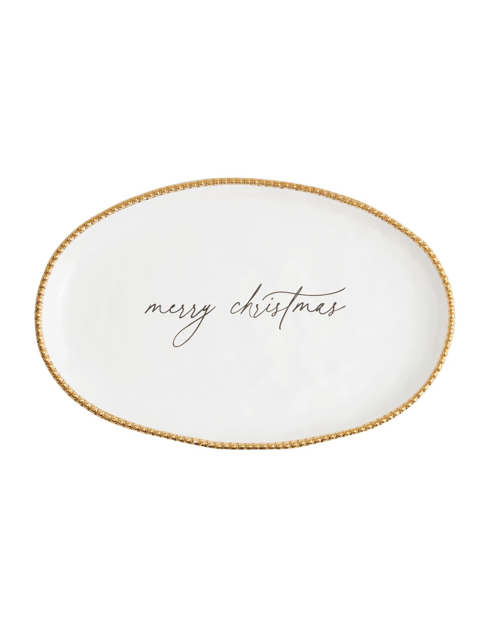 Mud Pie Merry Christmas Gold Beaded Platter