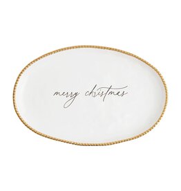 Mud Pie Merry Christmas Gold Beaded Platter